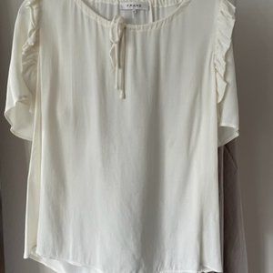 Frame, off white short sleeved blouse, size Medium, color Off White